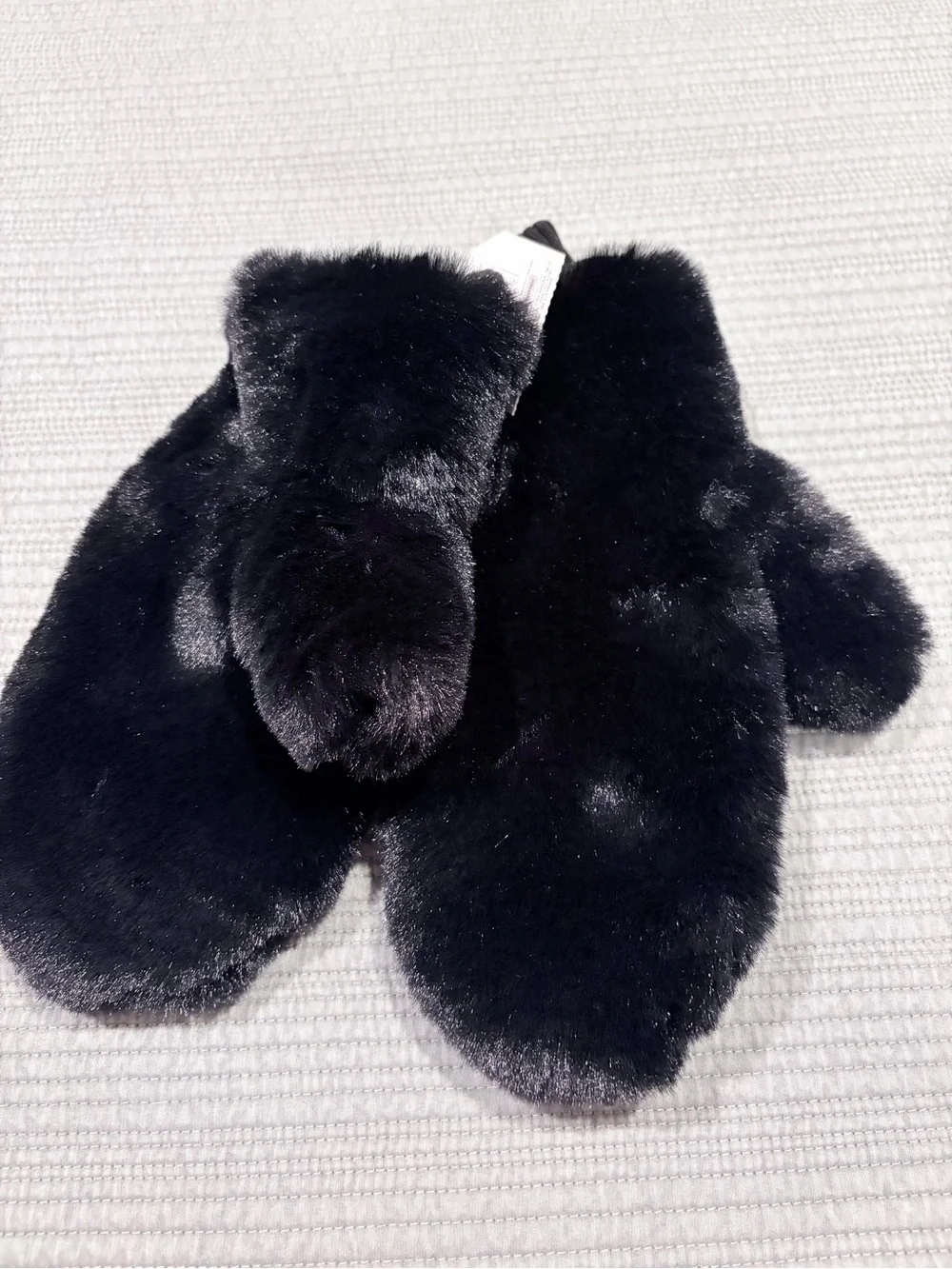 Black Faux Fur Mittens - Plush Winter Gloves NWT